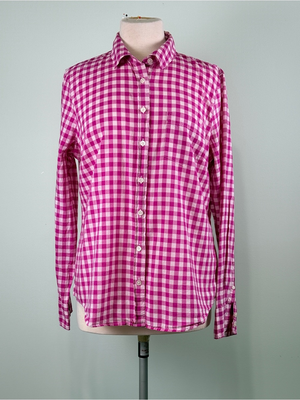 J. Crew Pink and Cream Gingham Shirt Size L Americana 100% Cotton Rodeo Cowgirl